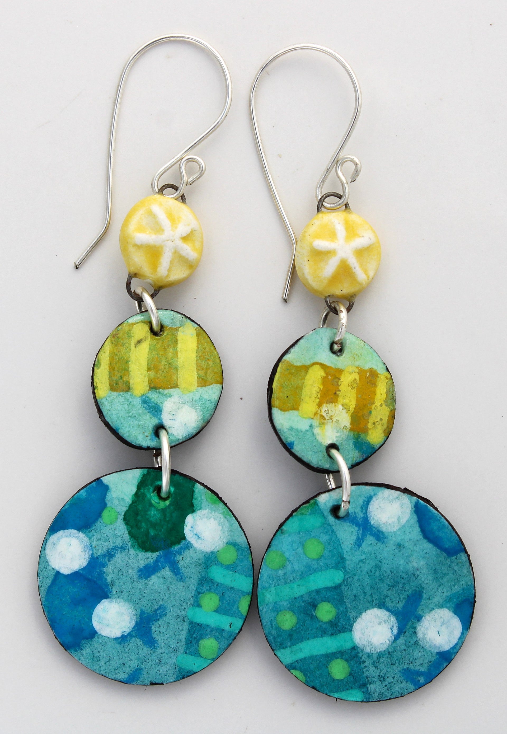 Hand-Painted Paper and Ceramic Earrings