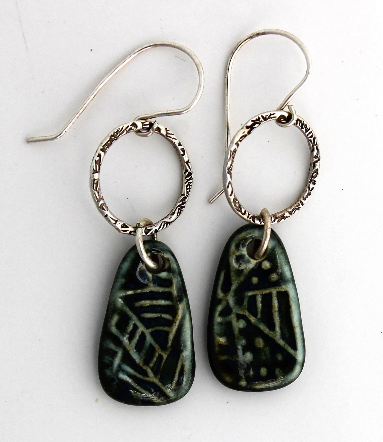 Sterling Silver and Ceramic Earrings 1002