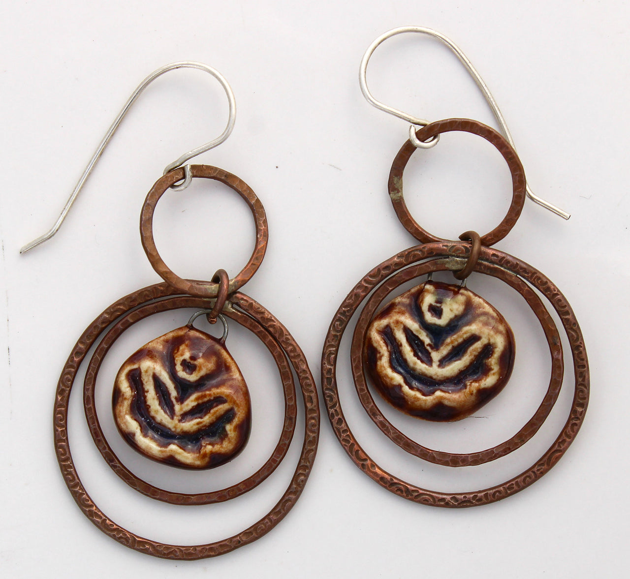 Copper and Ceramic Earrings 1003