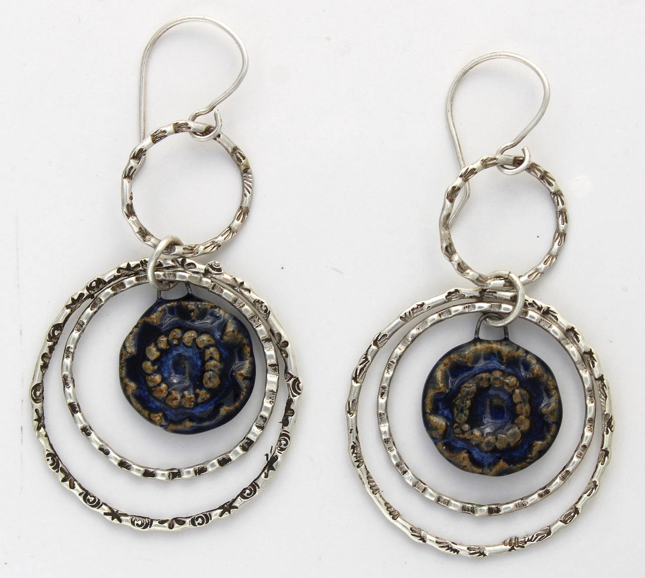 Sterling Silver and Ceramic Earrings 1004