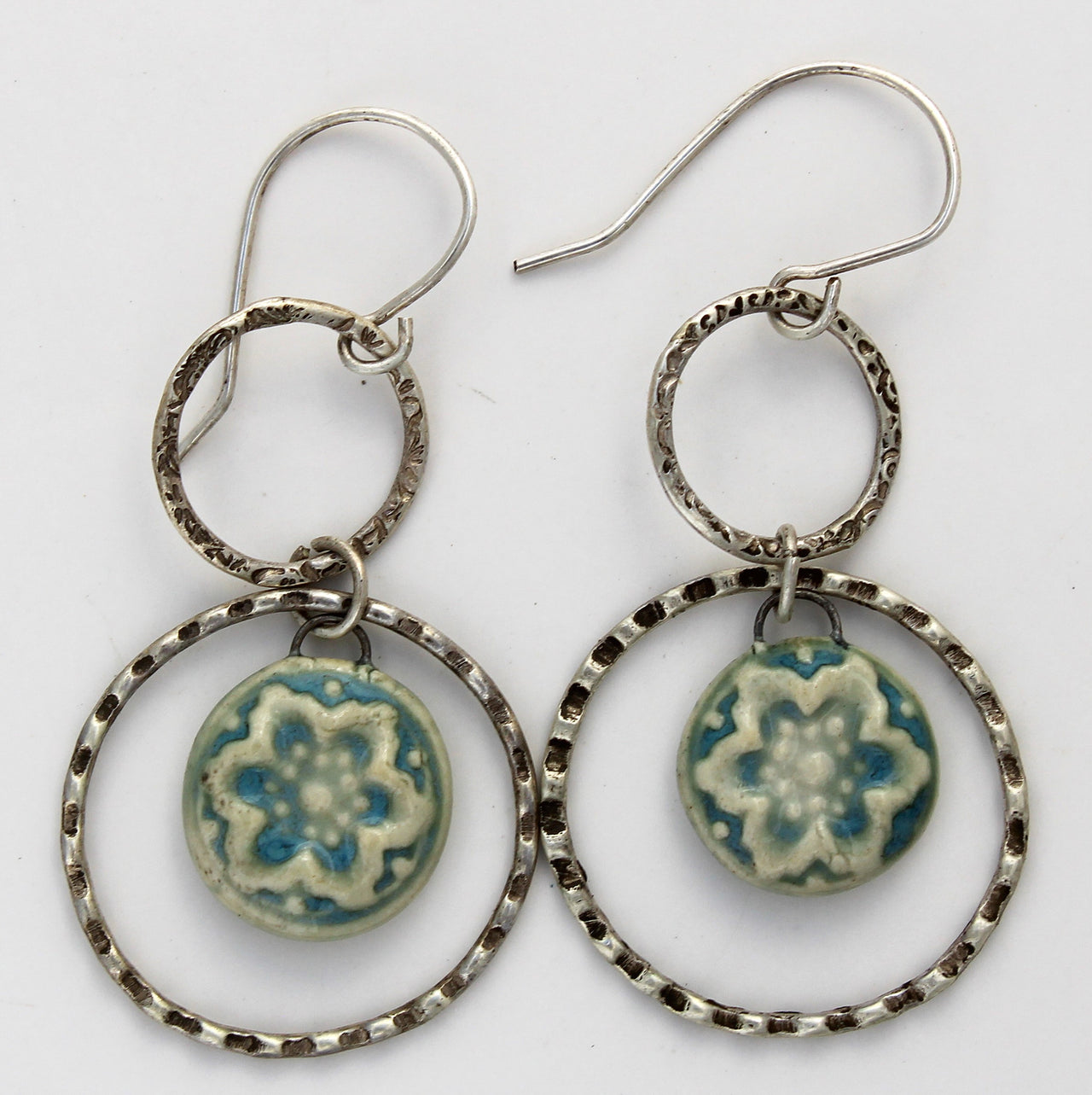 Sterling Silver and Ceramic Earrings 1006