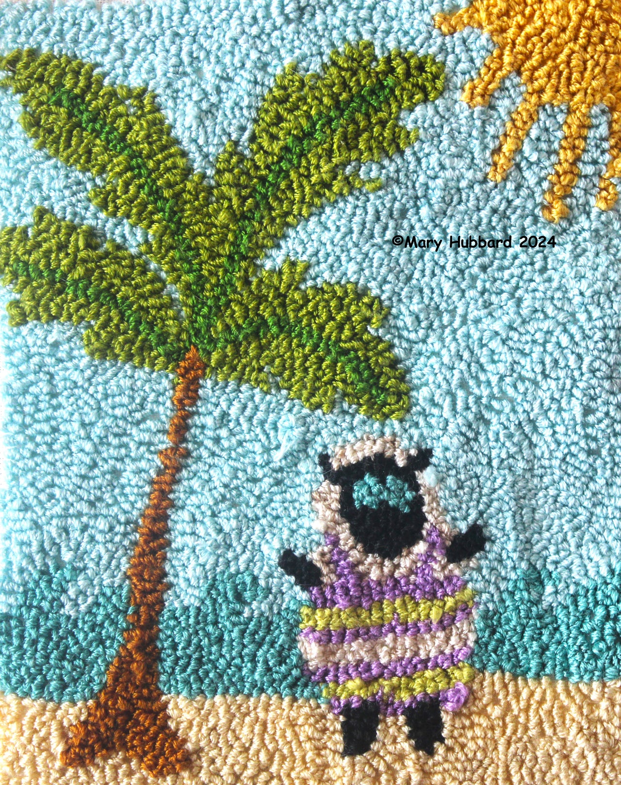 Beach Sheep Punch Needle Embroidery PDF Pattern