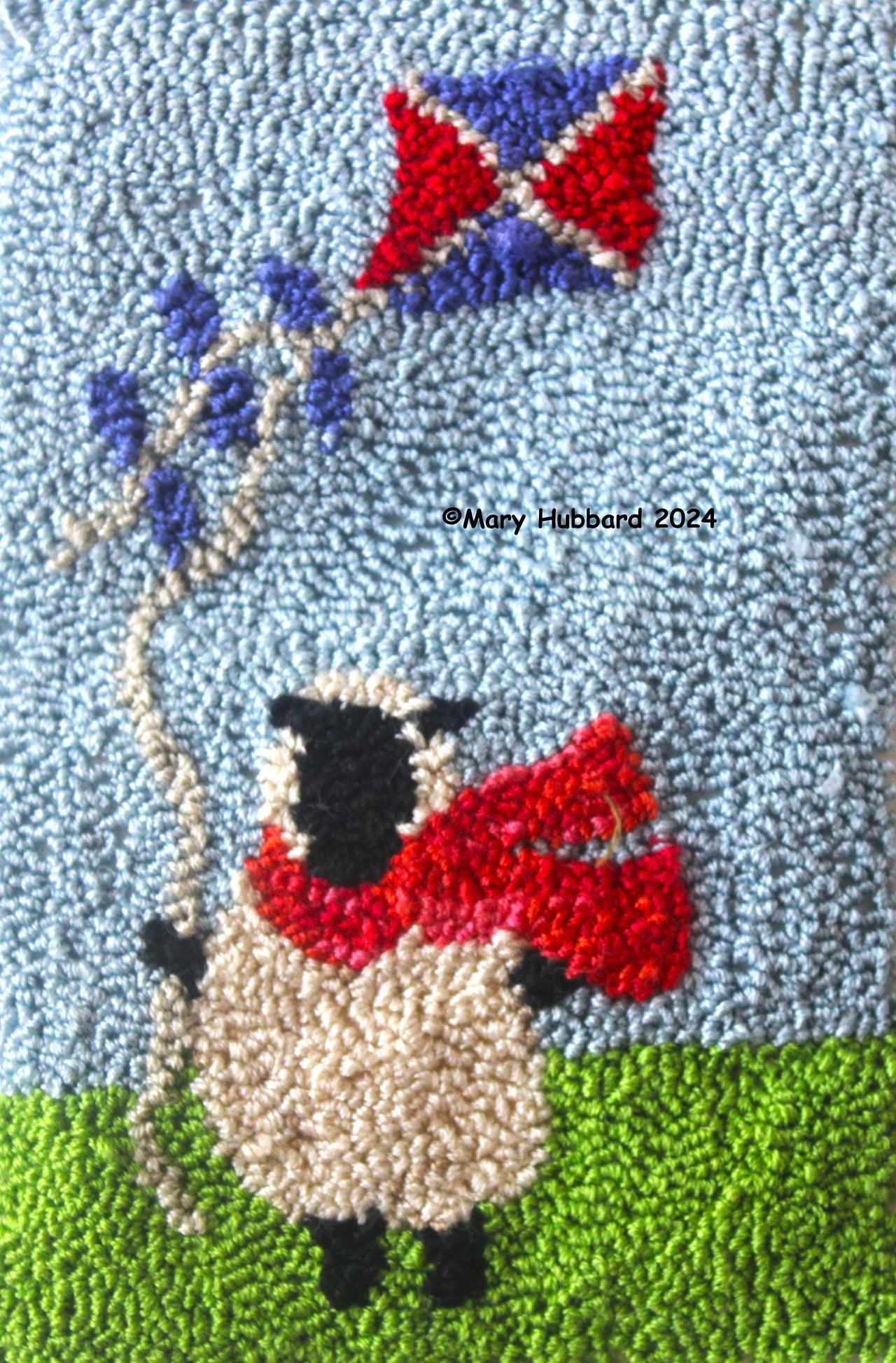 Kite Flying Sheep Punch Needle Embroidery PDF Pattern