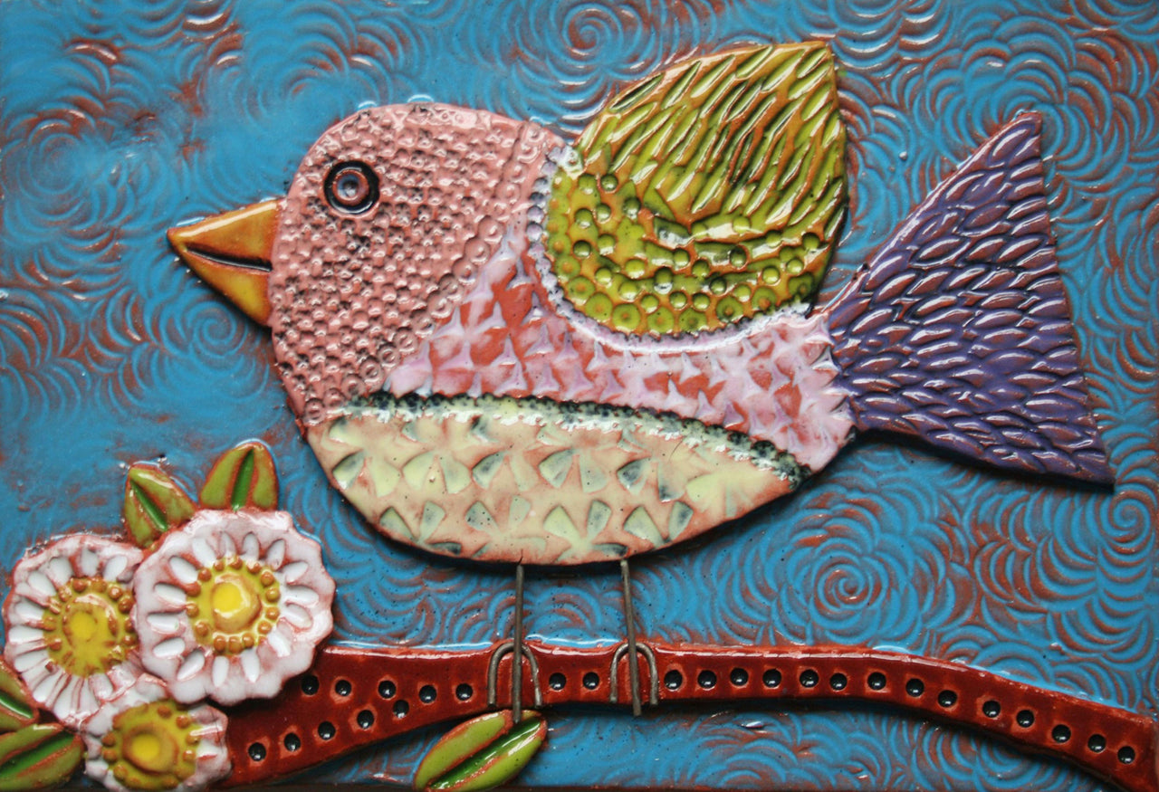 Pink Bird Wall Art Tile