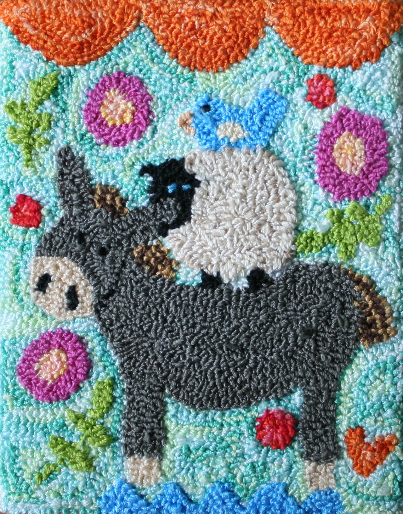Donkey and Friends Punch Needle Embroidery PDF Pattern
