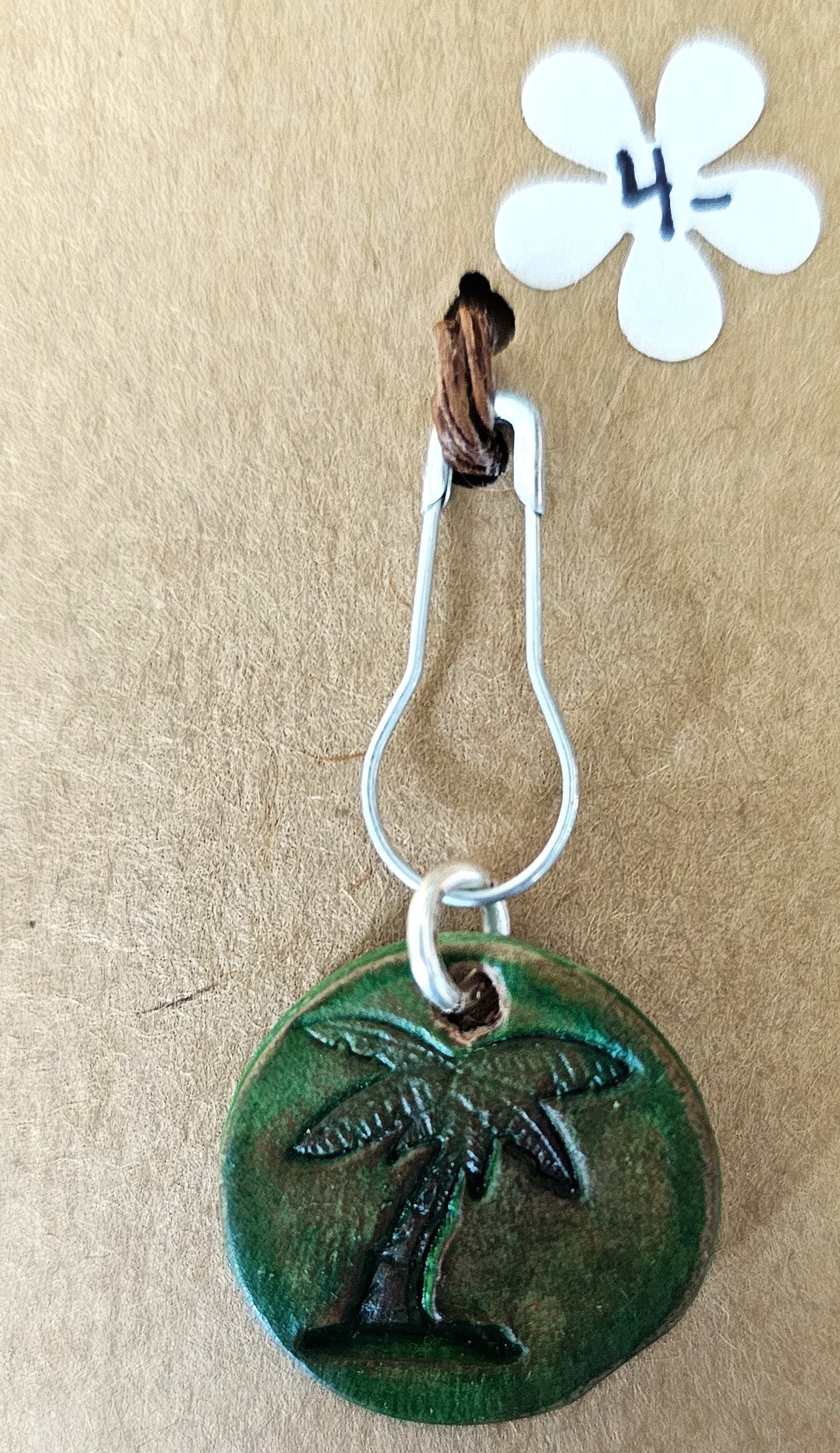 Leather Palm Tree Progress/Stitch Marker