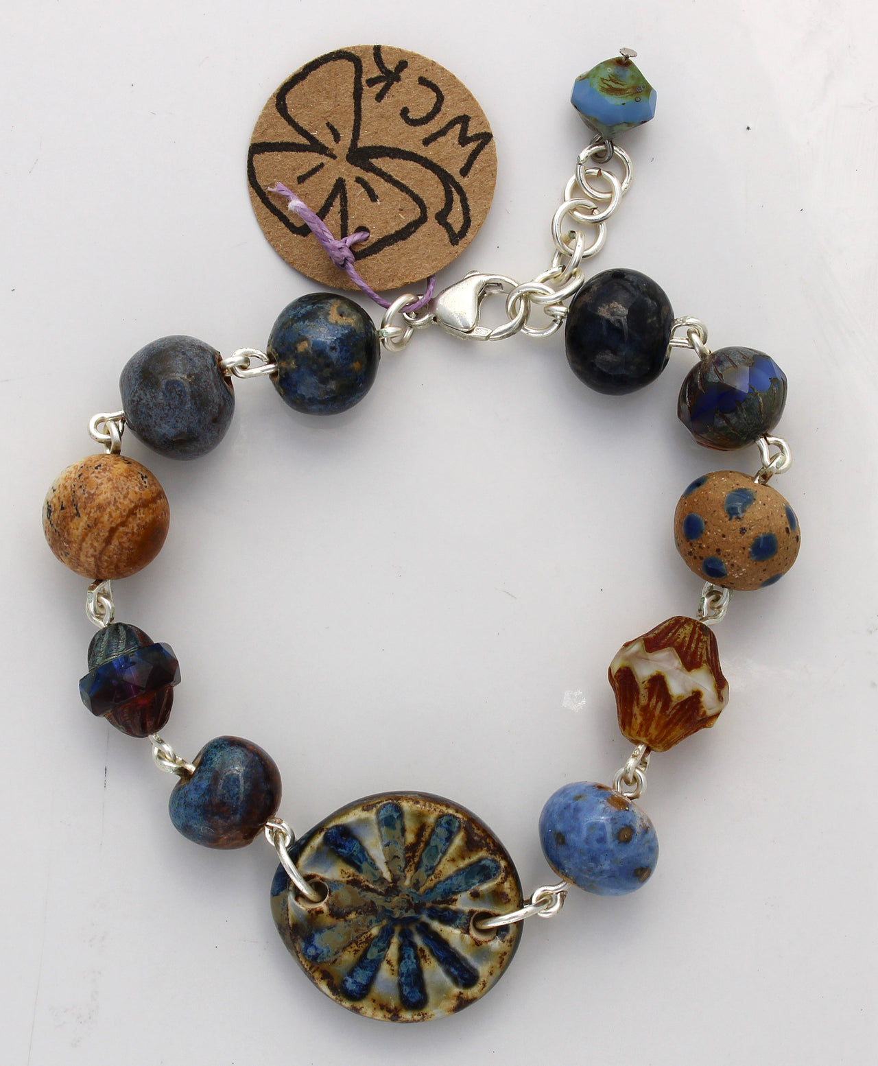 Blue and Tan Focal Bracelet