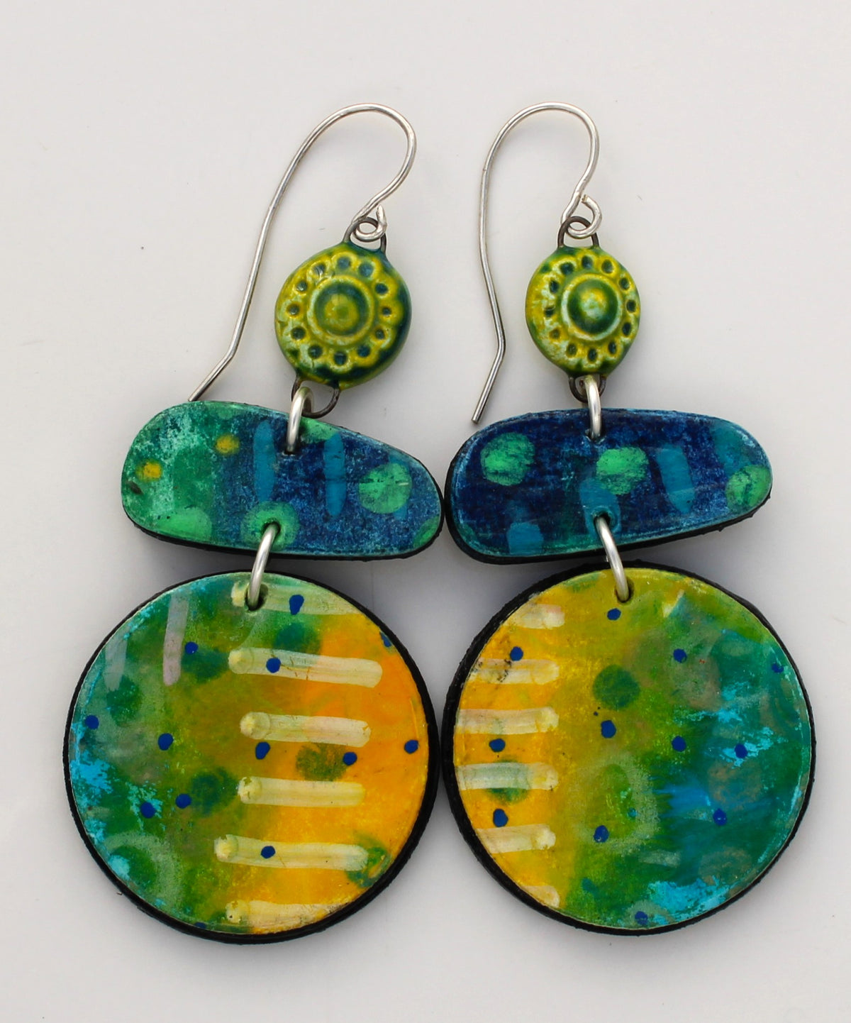 Hand Painted Paper and Ceramic Earrings 2601