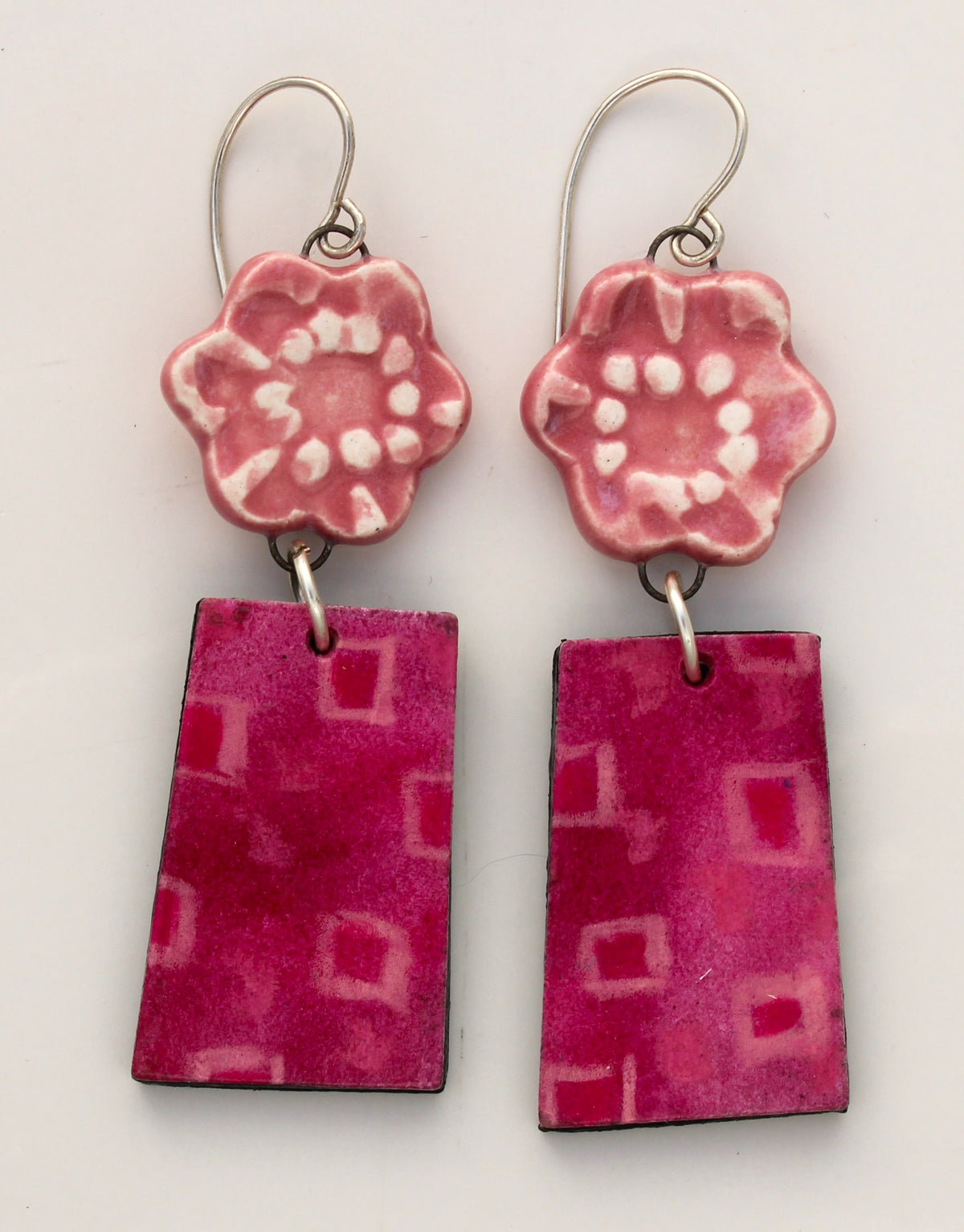 Hand Painted Paper and Ceramic Earrings 2621