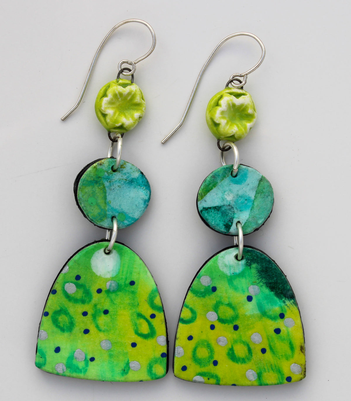 Hand Painted Paper and Ceramic Earrings 2616