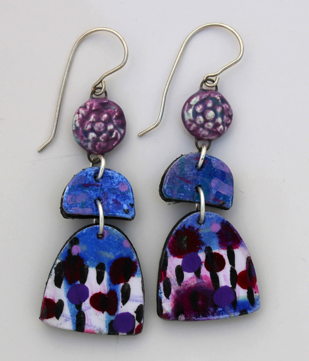 Hand Painted Paper and Ceramic Earrings 2613