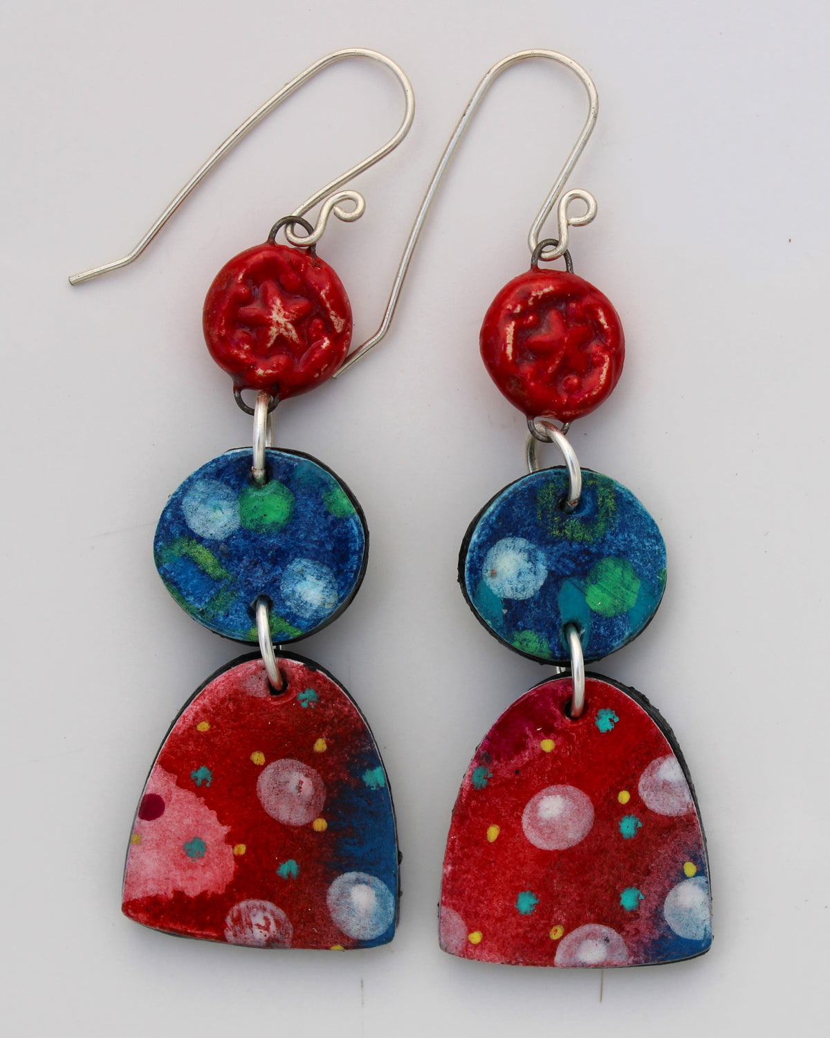 Hand Painted Paper and Ceramic Earrings 2612