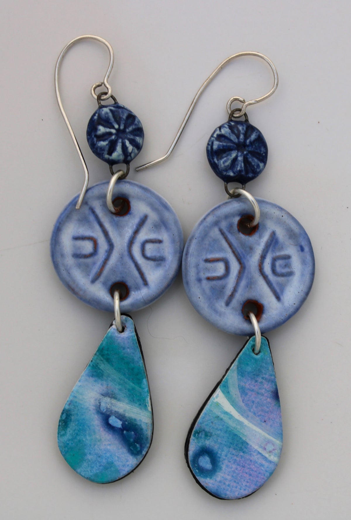 Hand Painted Paper and Ceramic Earrings 2611