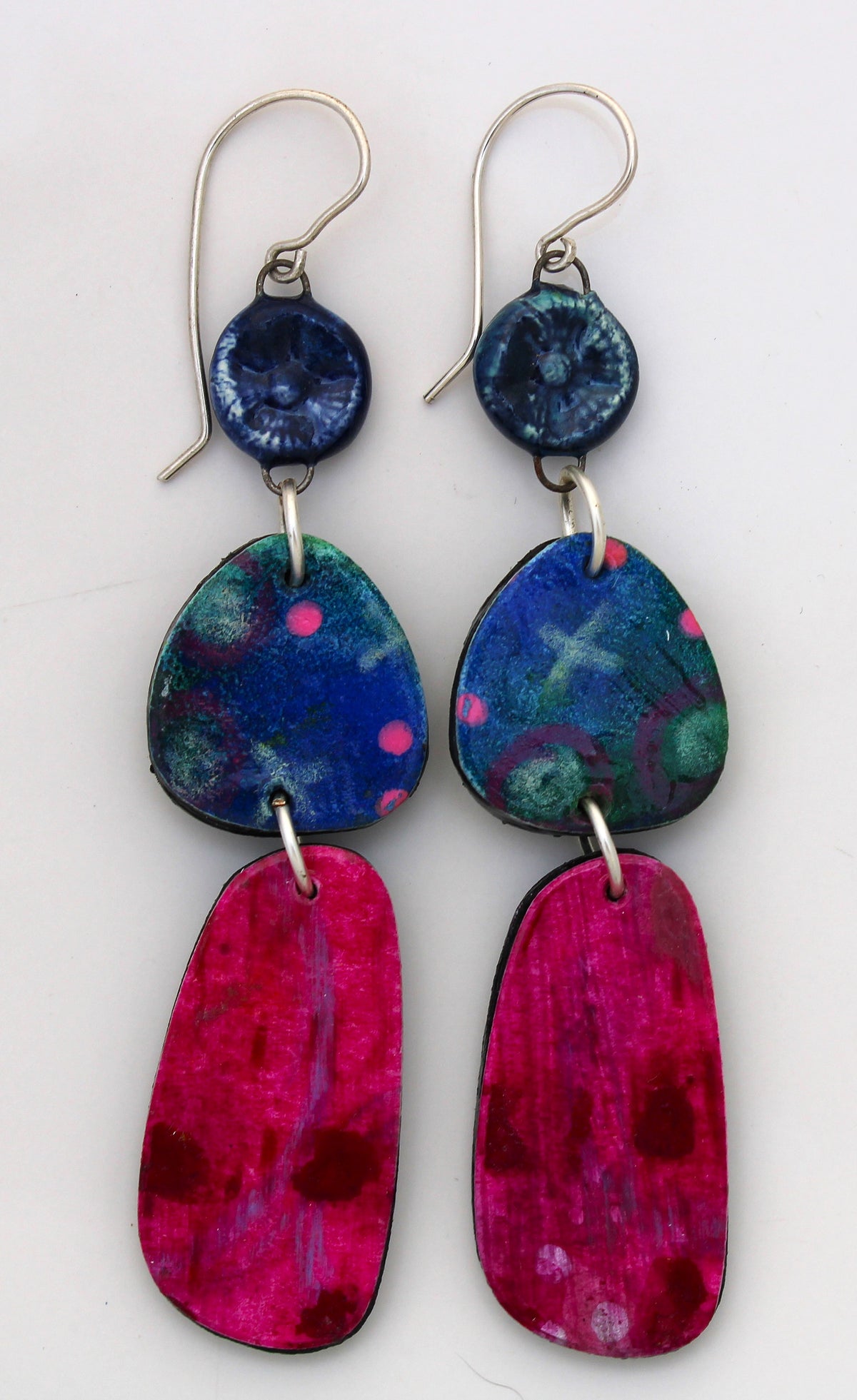 Hand Painted Paper and Ceramic Earrings 2622