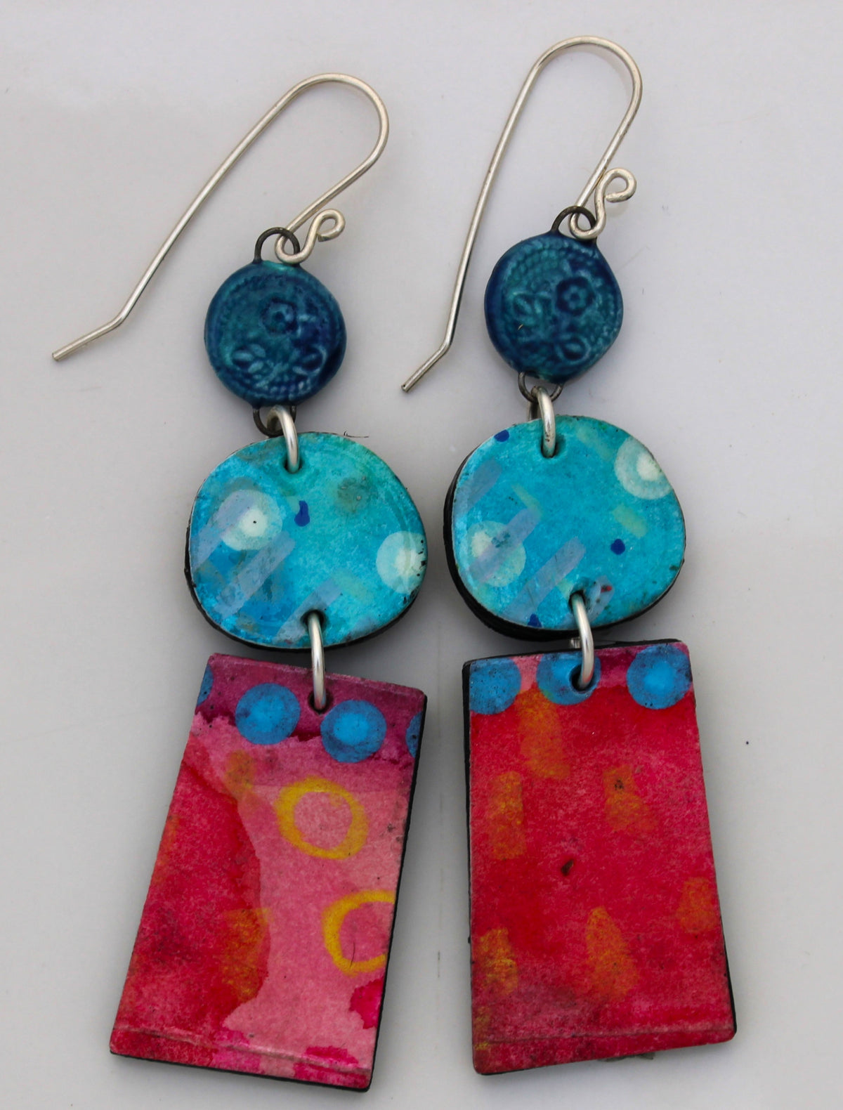 Hand Painted Paper and Ceramic Earrings 2609