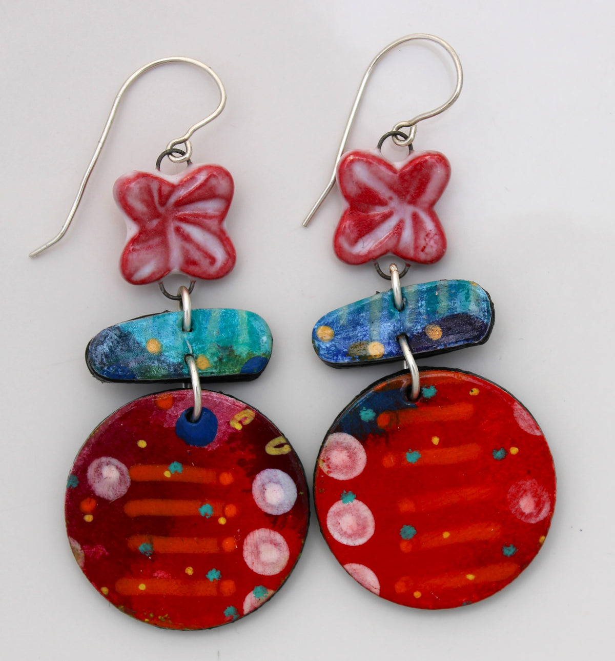 Hand Painted Paper and Ceramic Earrings 2608