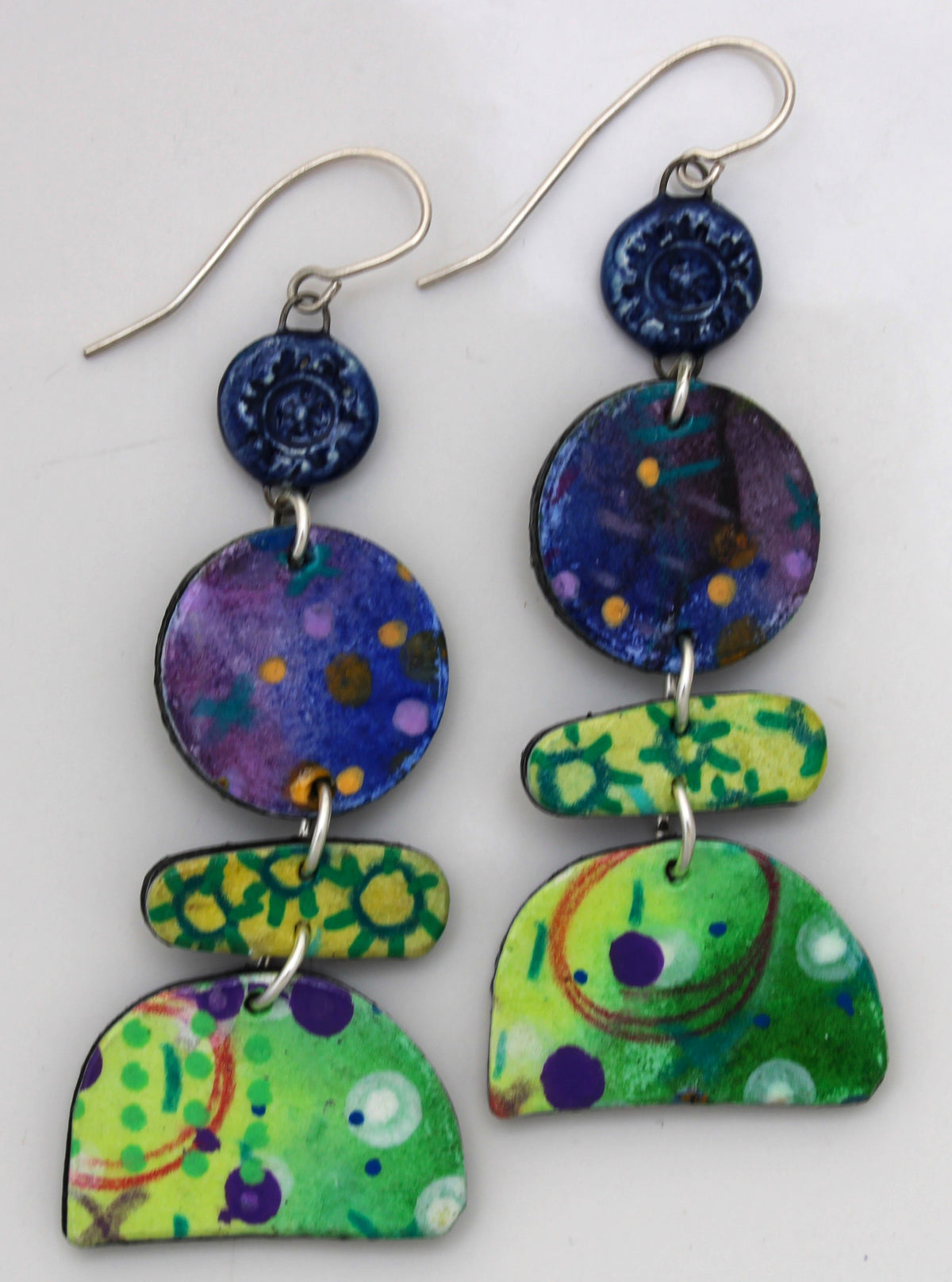 Hand Painted Paper and Ceramic Earrings 2607