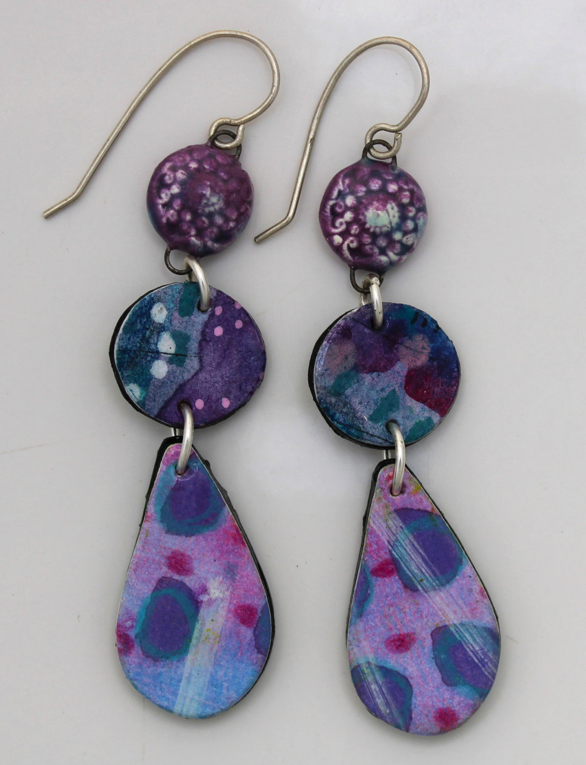 Hand Painted Paper and Ceramic Earrings 2606