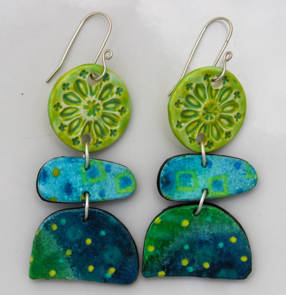 Hand Painted Paper and Ceramic Earrings 2603