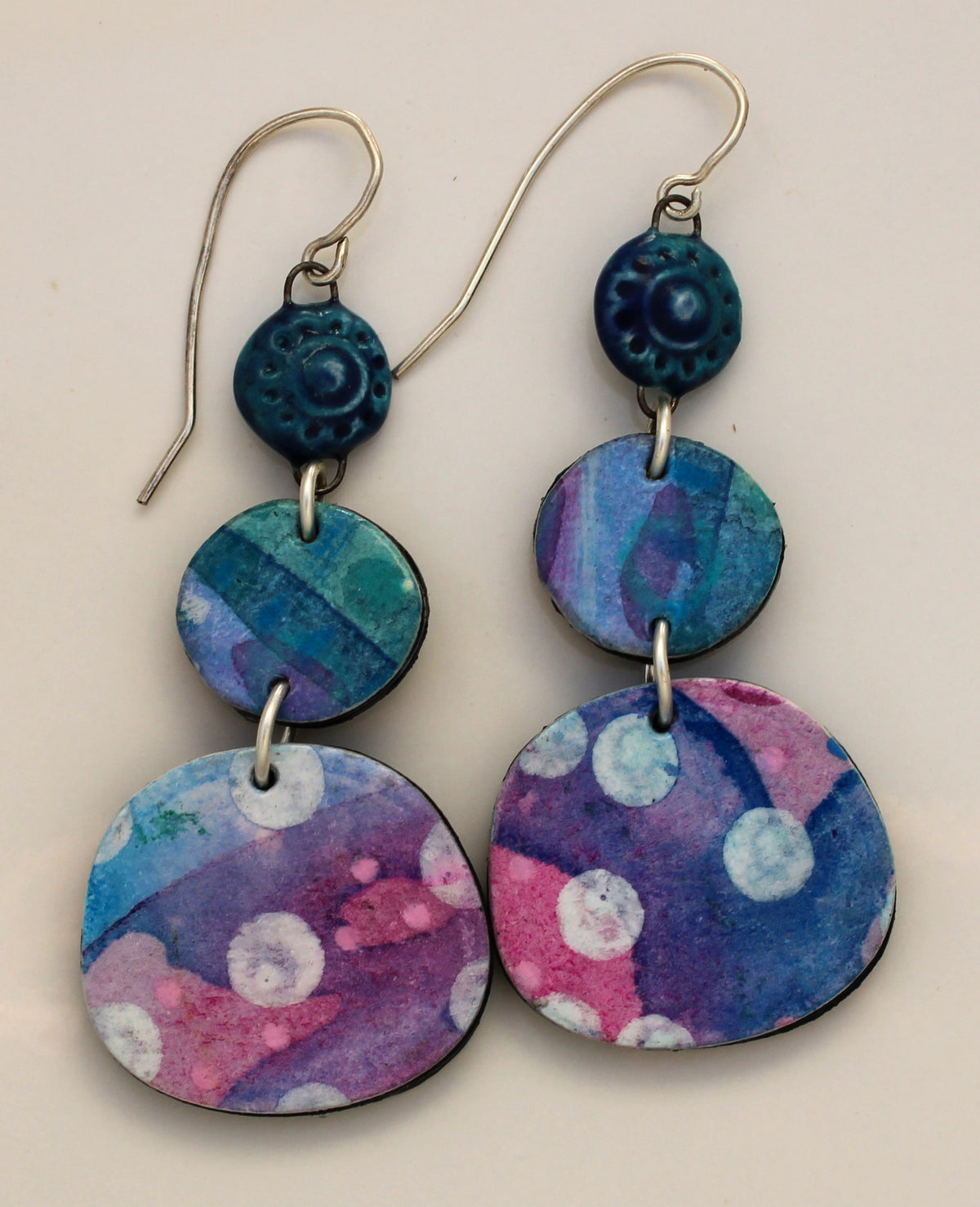 Hand Painted Paper and Ceramic Earrings 2602
