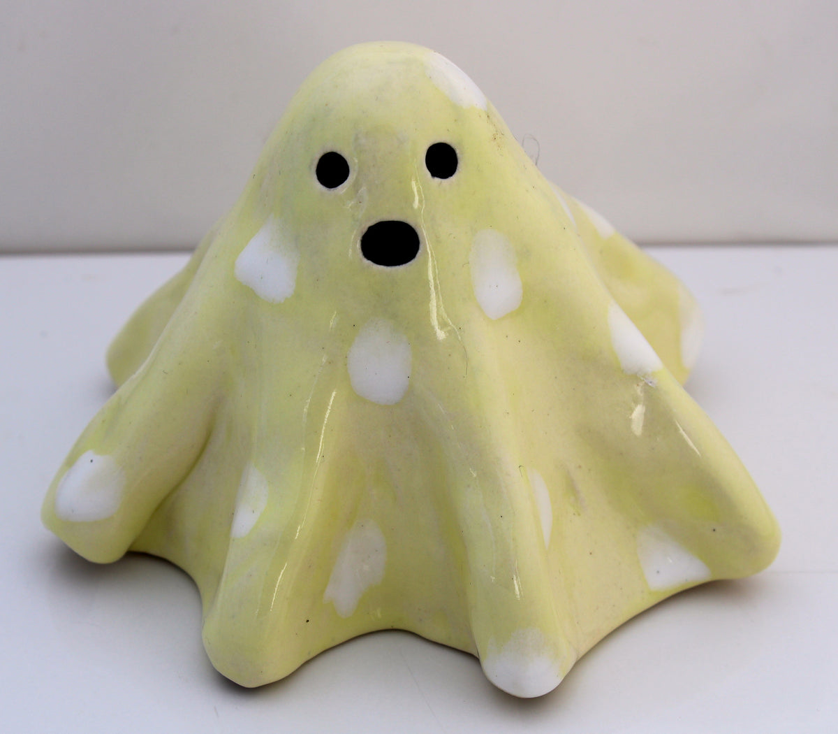 Hand Formed Ceramic Ghost Tea Light