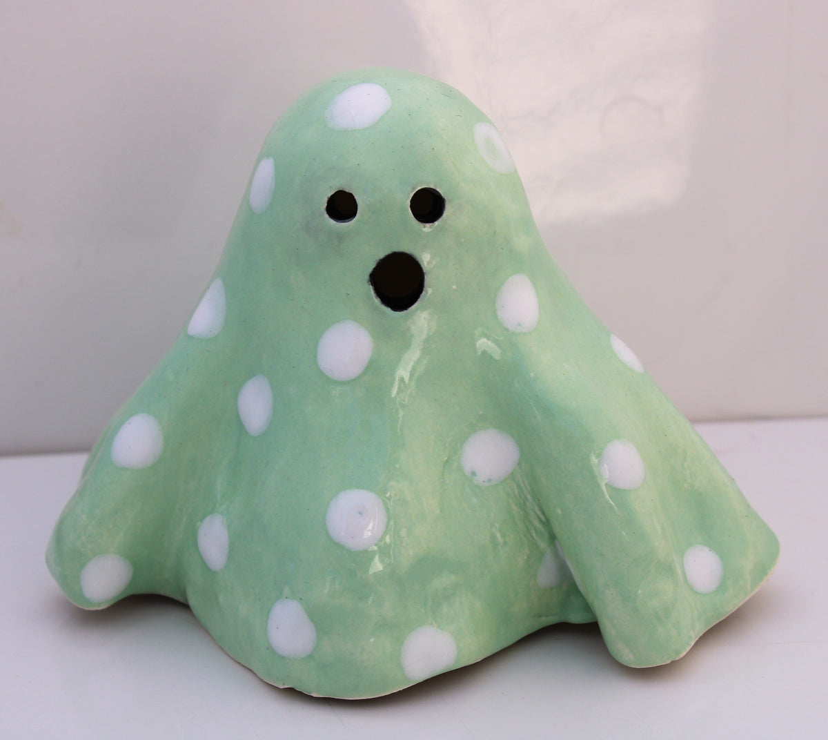 Hand Formed Ceramic Ghost Tea Light