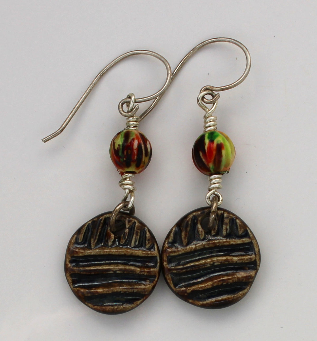 Sterling Silver and Ceramic Earrings 2610