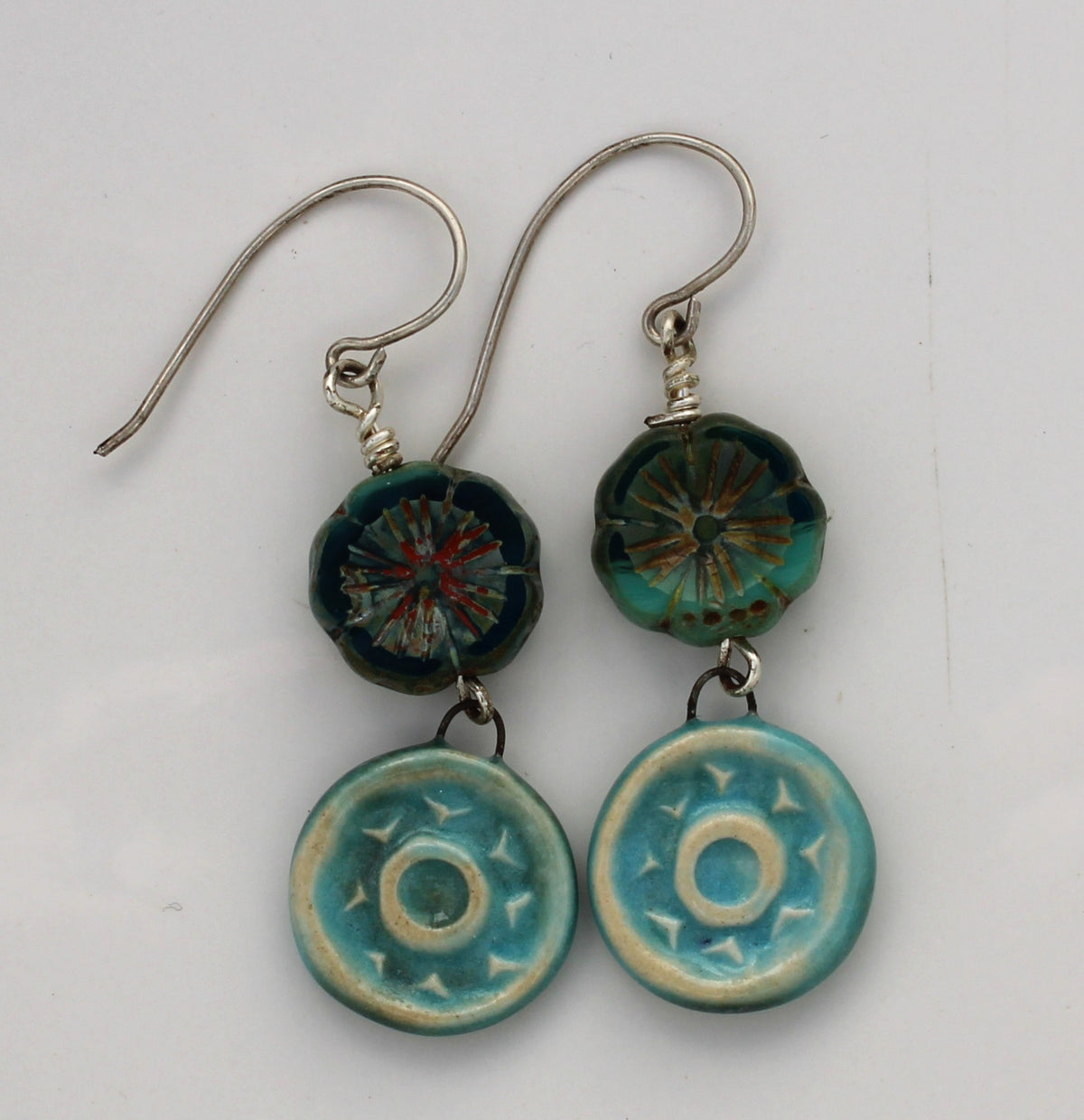 Sterling Silver and Ceramic Earrings 2611