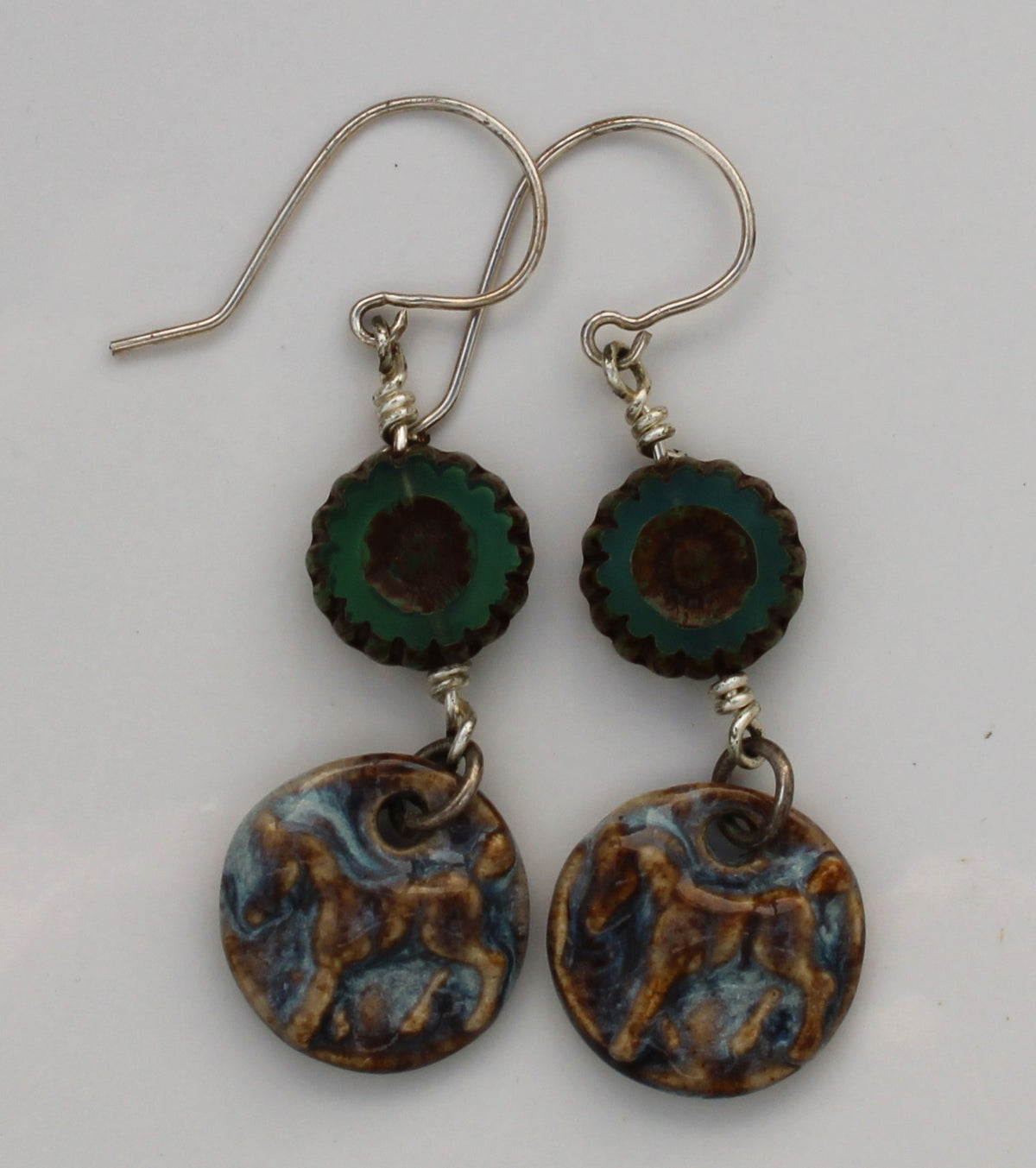 Sterling Silver and Ceramic Earrings 2618