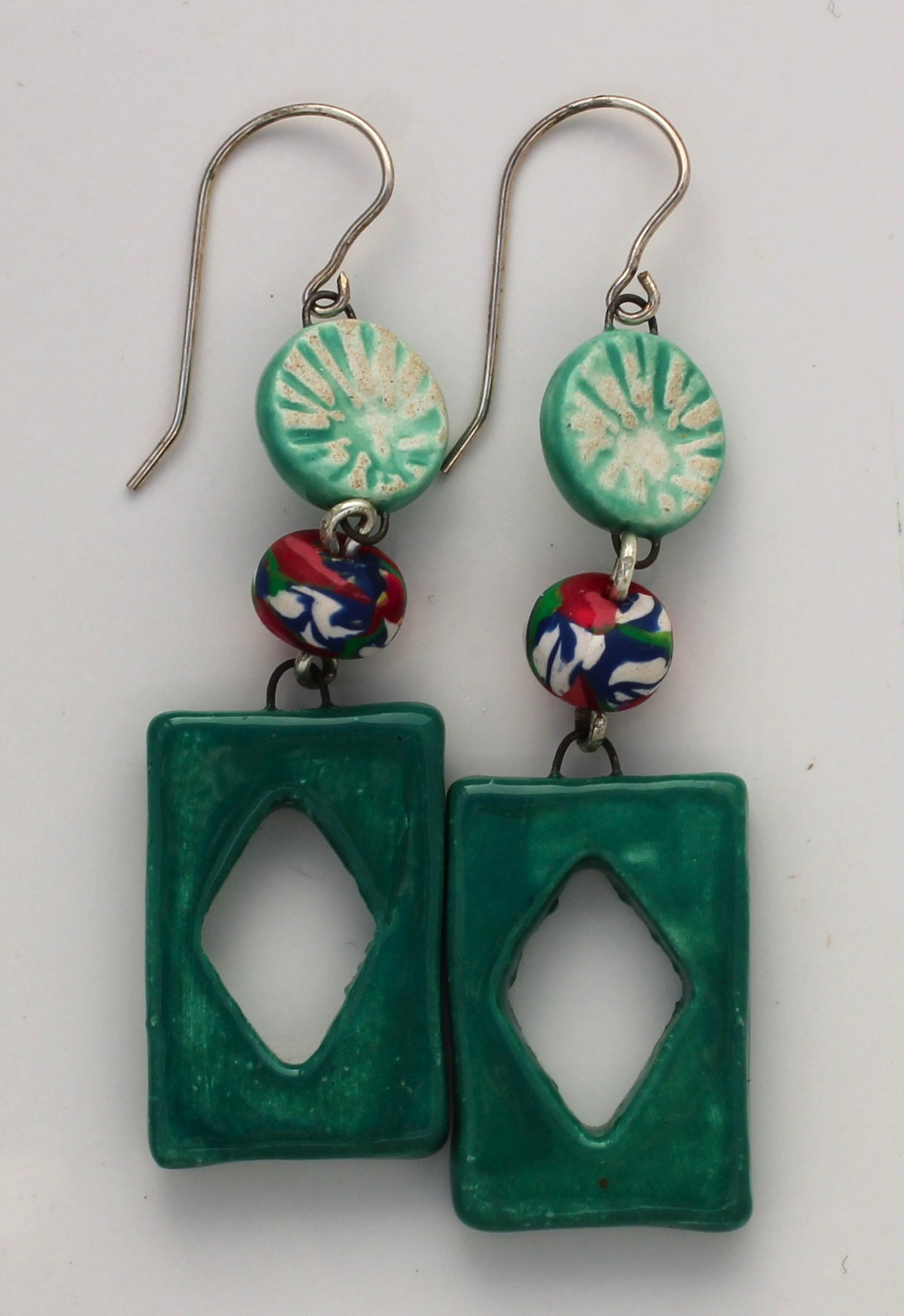 Sterling Silver and Ceramic Earrings 2621