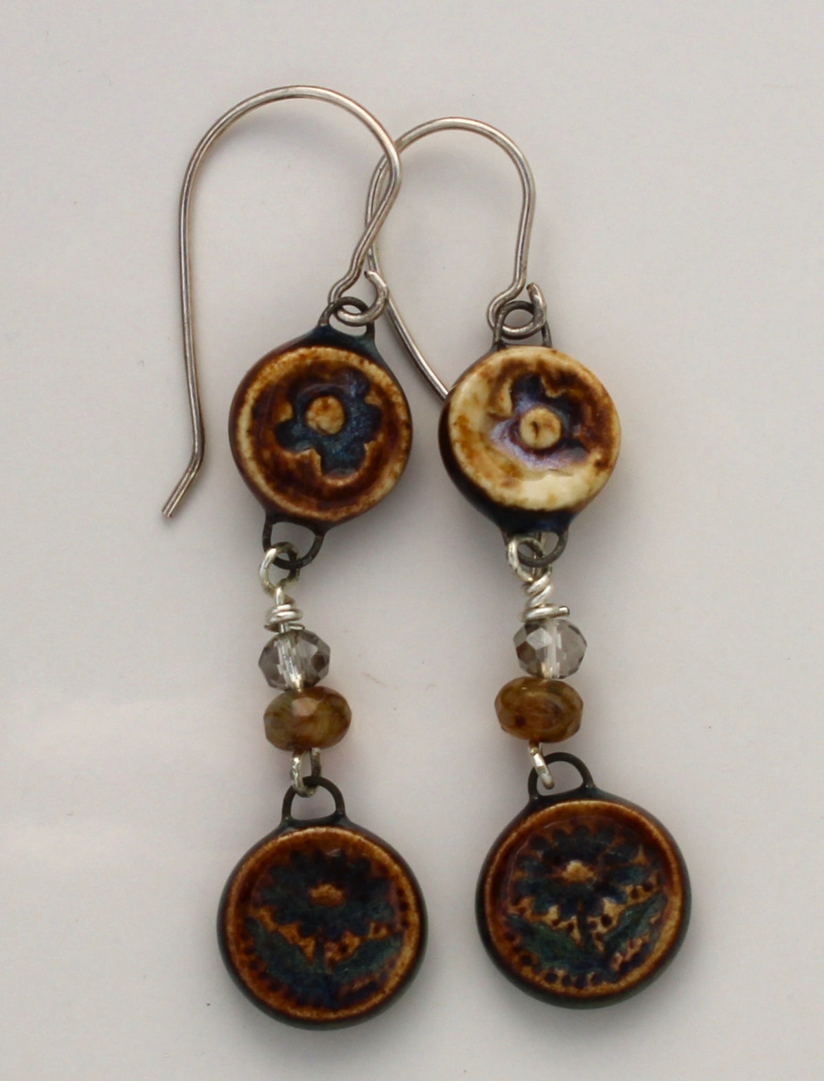 Sterling Silver and Ceramic Earrings 2625