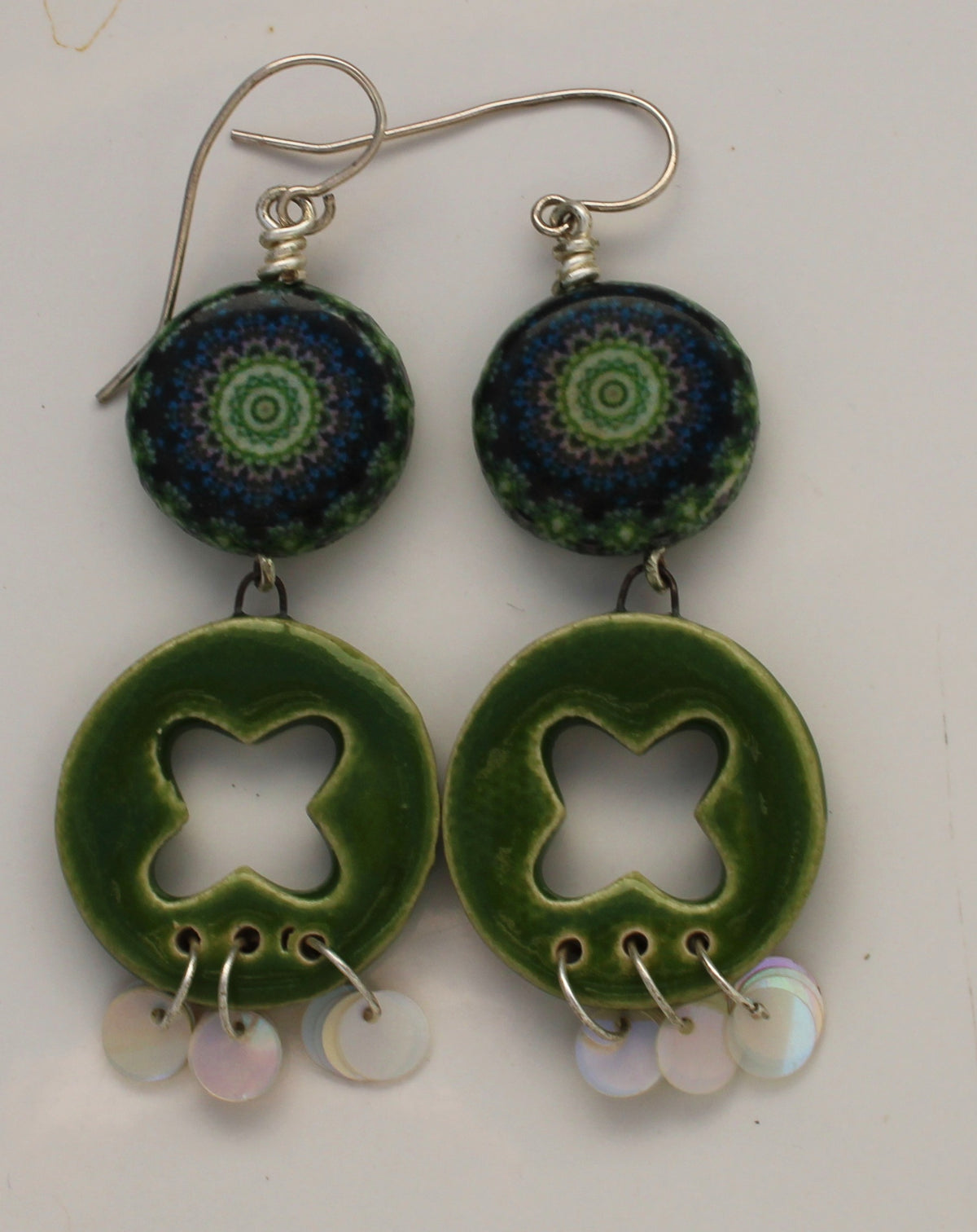 Sterling Silver and Ceramic Earrings 2649