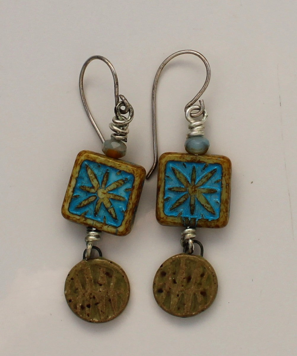 Sterling Silver and Ceramic Earrings 2658
