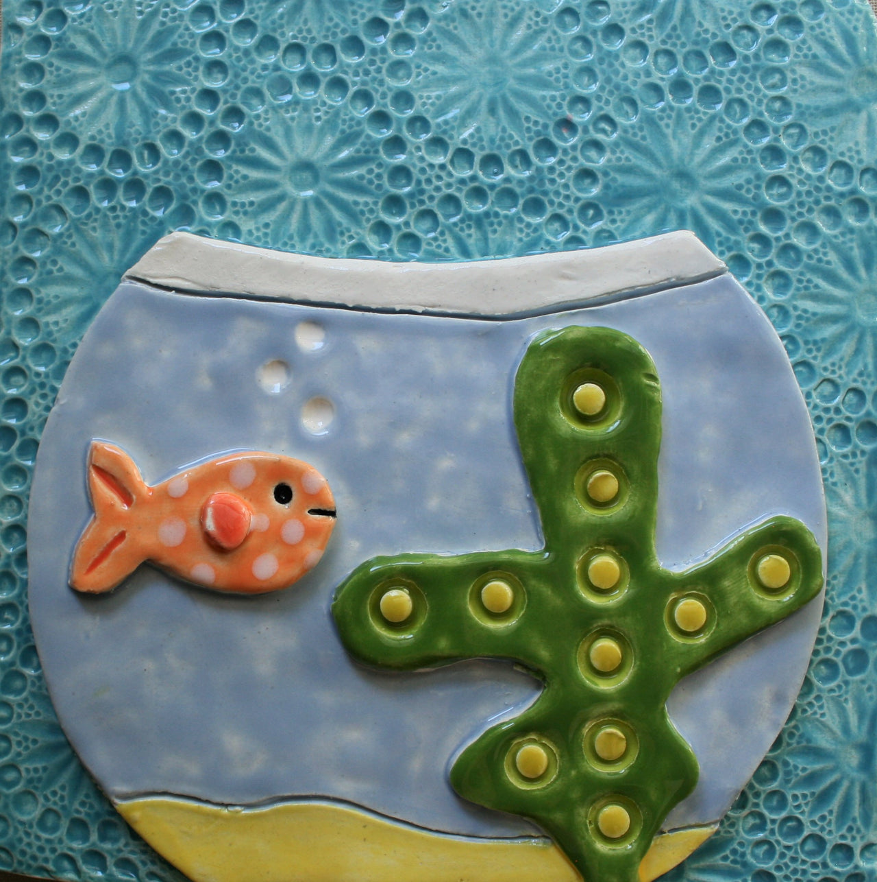 Gold Fish Ceramic Wall Art Tile 1