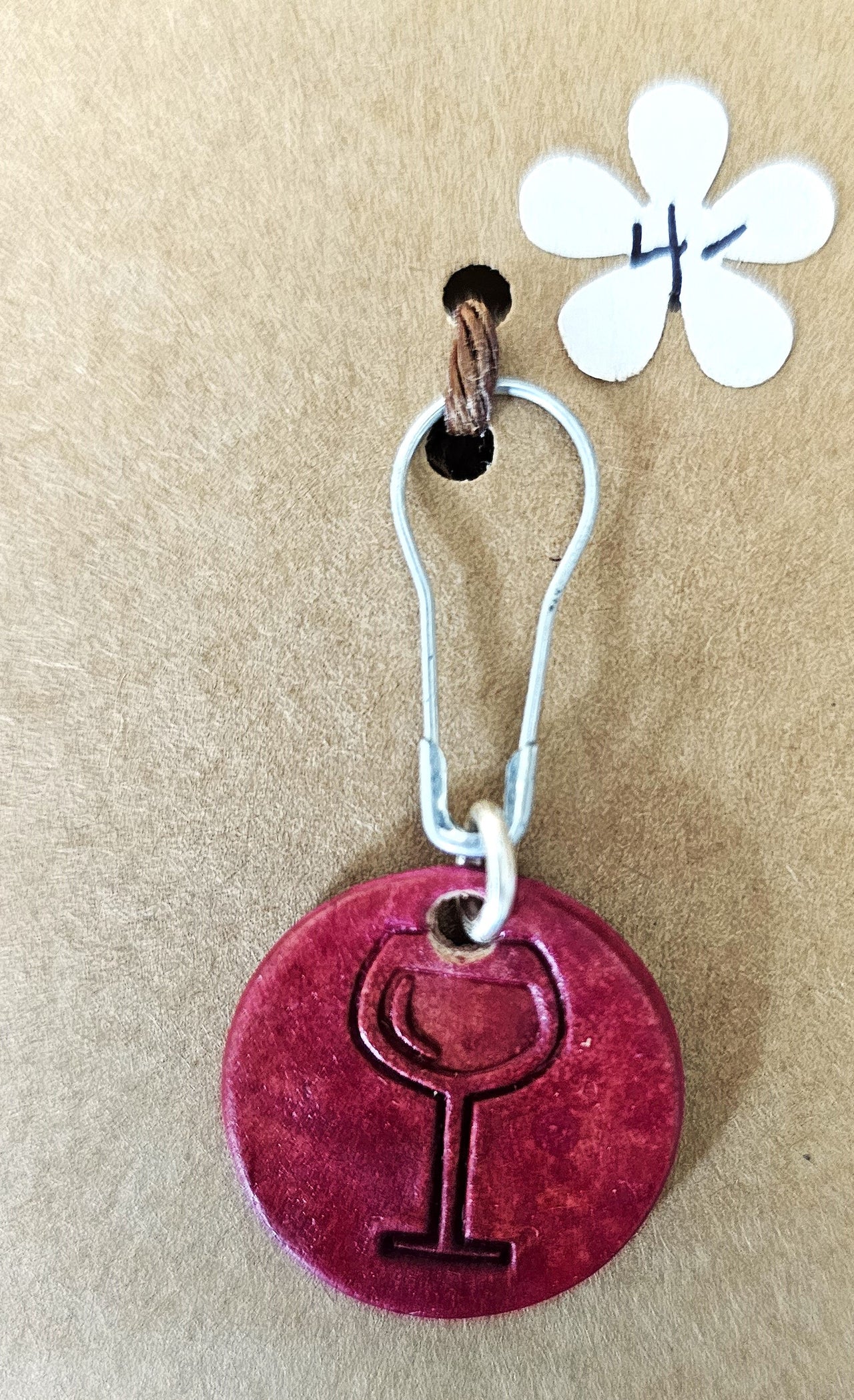 Leather Wine Glass Progress/Stitch Marker