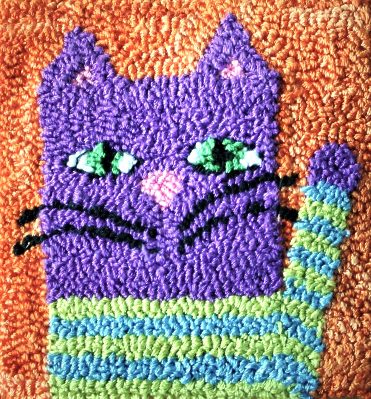 Striped Cat Punch Needle Embroidery PDF Pattern