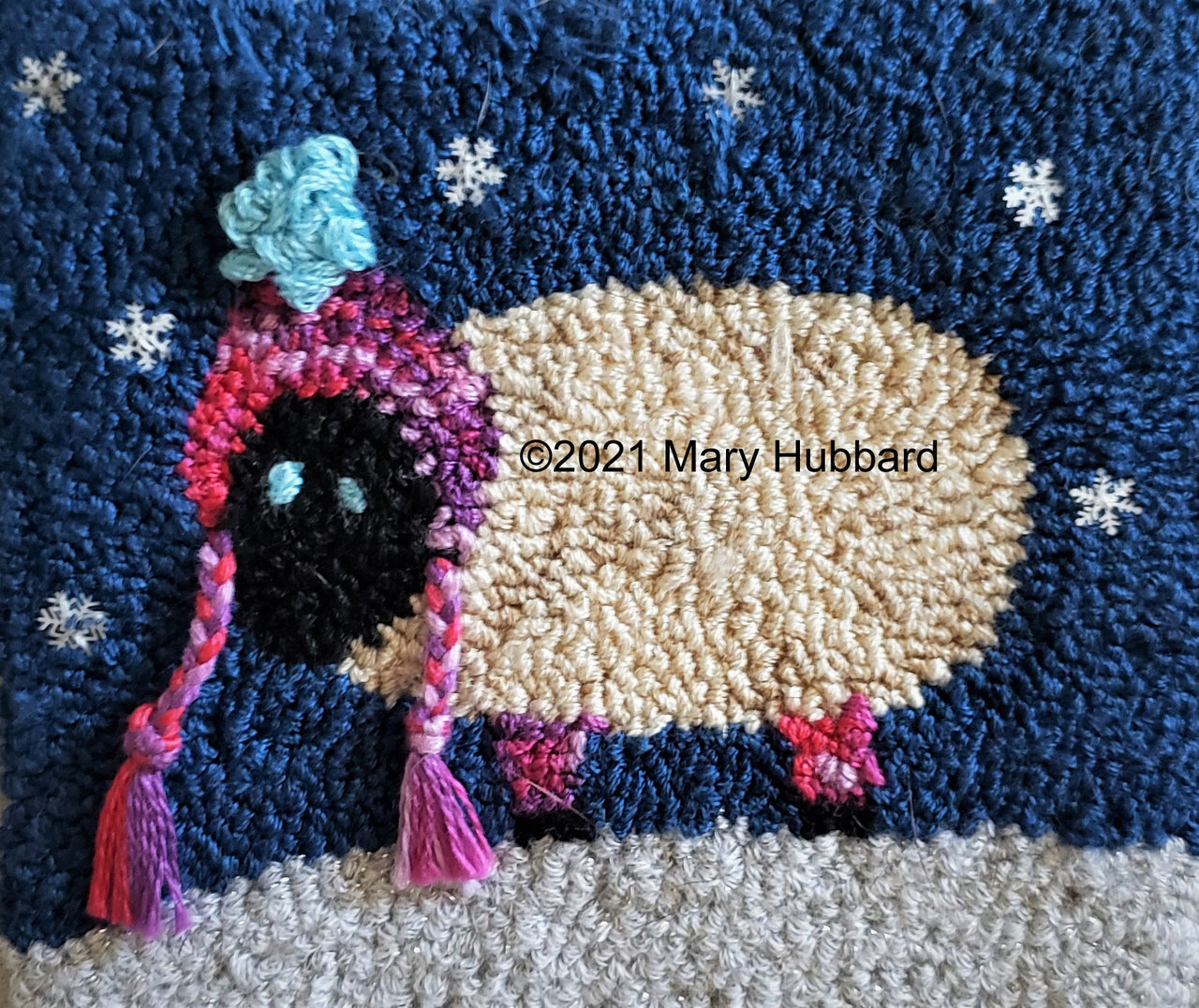 Winter Sheep Punch Needle Embroidery PDF Pattern